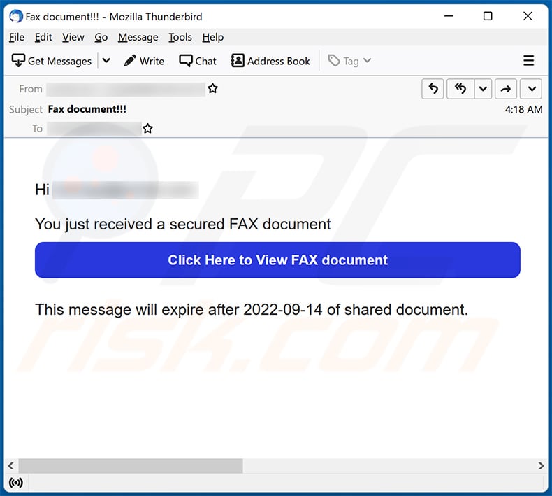 New Fax Received-themed spam email (2022-09-14)