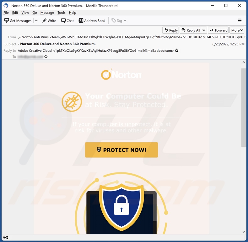 Norton Safe - Norton - Your Computer Could Be At Risk Email Scam - Removal and recovery  steps