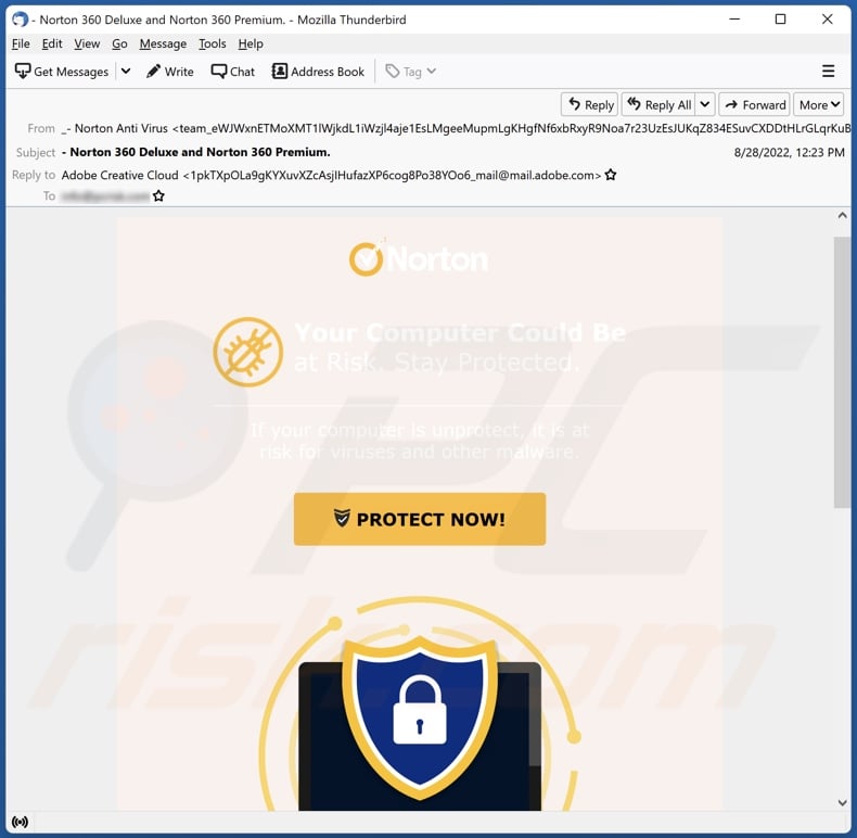 Norton - Your Computer Could Be At Risk email spam campaign