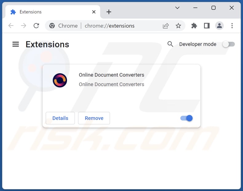 Removing Online Document Converters adware from Google Chrome step 2
