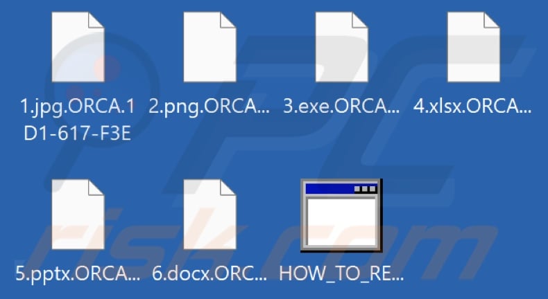 Files encrypted by ORCA ransomware (.ORCA.victim's_ID extension)