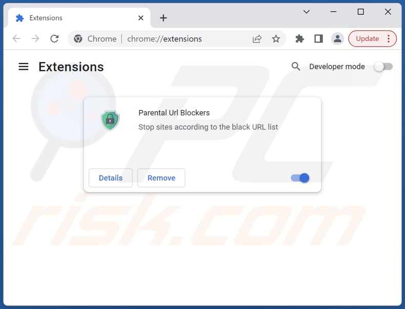 Removing Parental Url Blockers adware from Google Chrome step 2