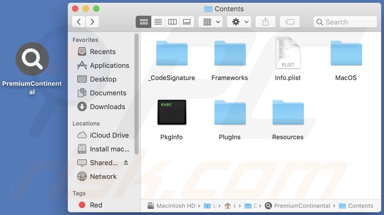 PremiumContinental adware install folder