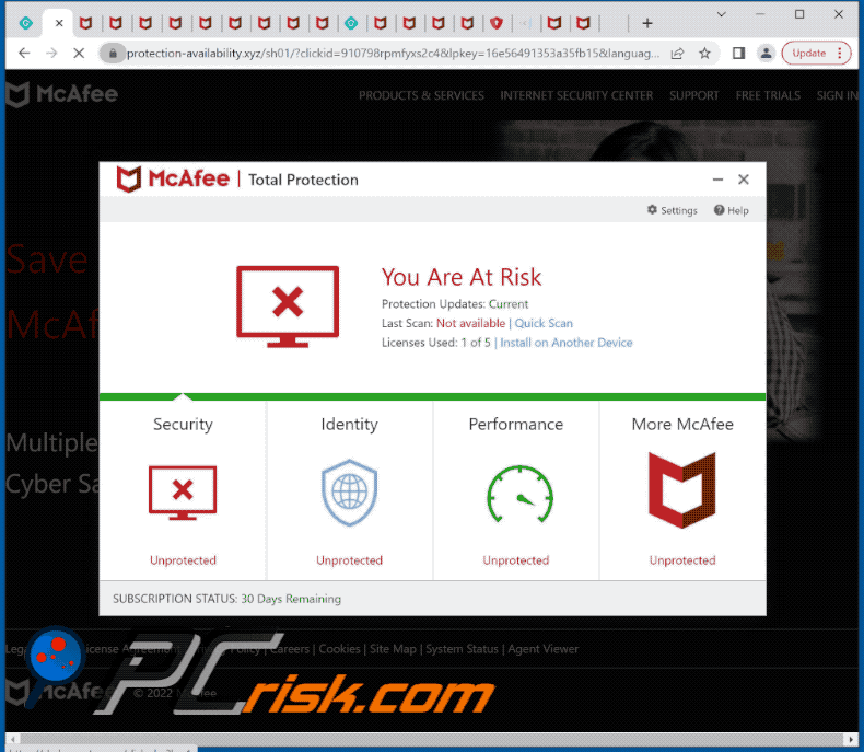protection-availability[.]xyz website appearance (GIF)