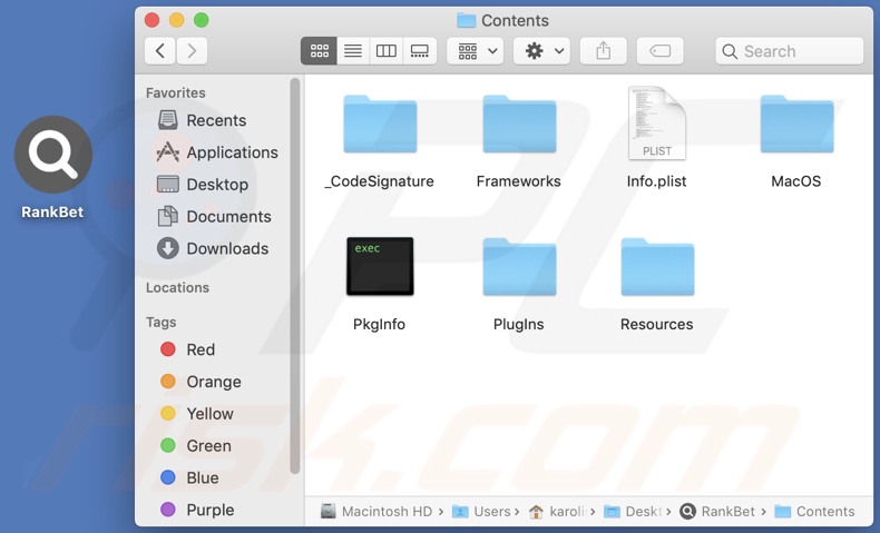 RankBet adware install folder