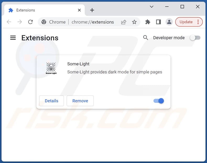 Removing Some-Light adware from Google Chrome step 2