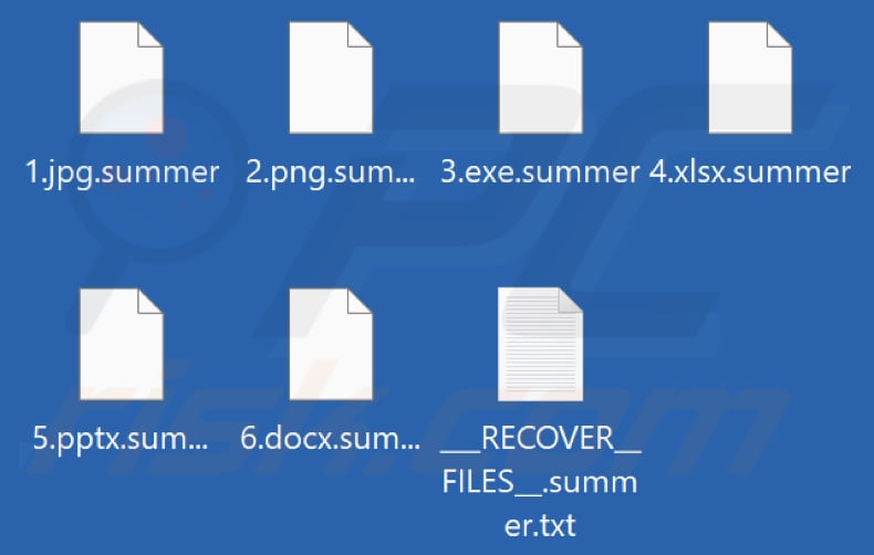 Files encrypted by Summer Locker ransomware (.summer extension)