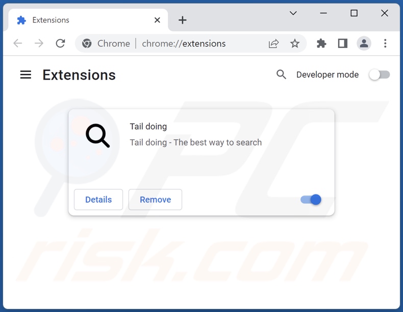 Removing tailsearch.com related Google Chrome extensions