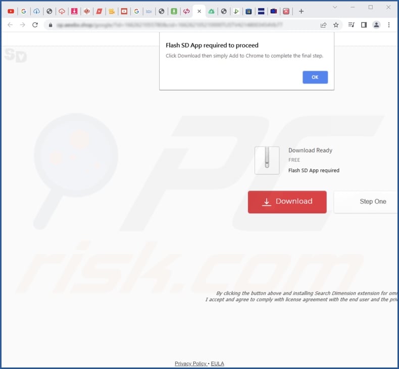 Website used to promote Tail doing browser hijacker