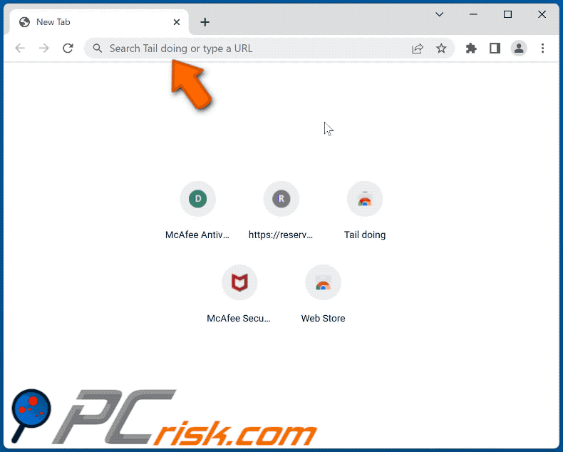 Tail doing browser hijacker redirecting to Bing (GIF)