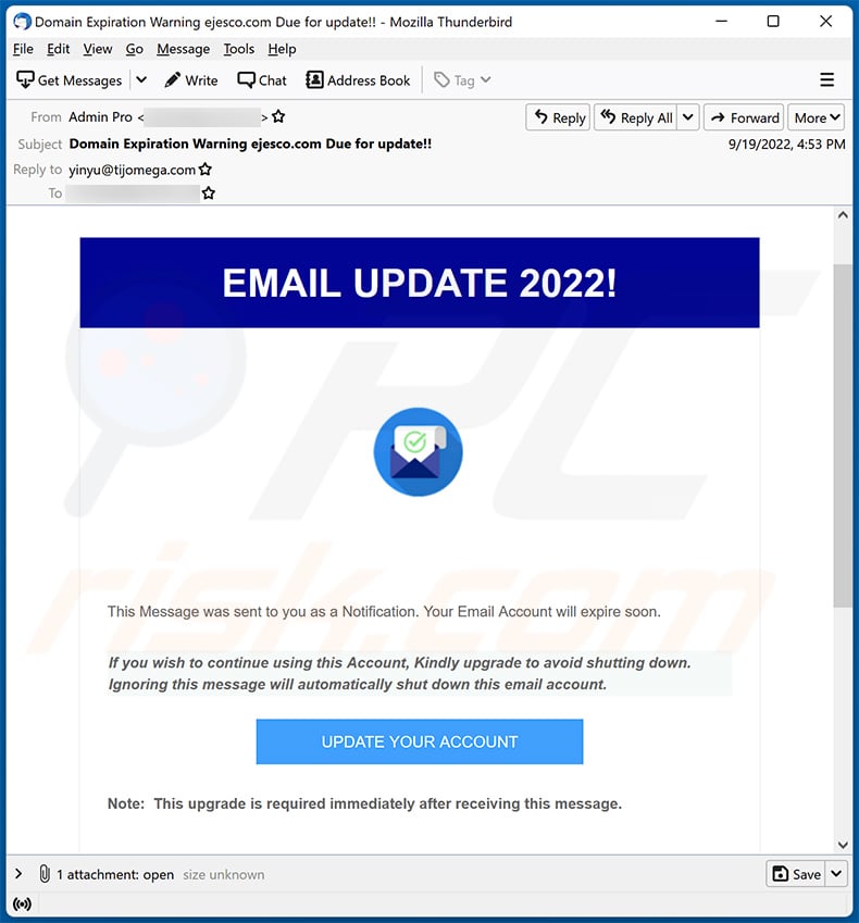 UPDATE ACCOUNT email scam (2022-09-20)