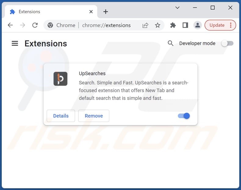Removing upsearches.com related Google Chrome extensions