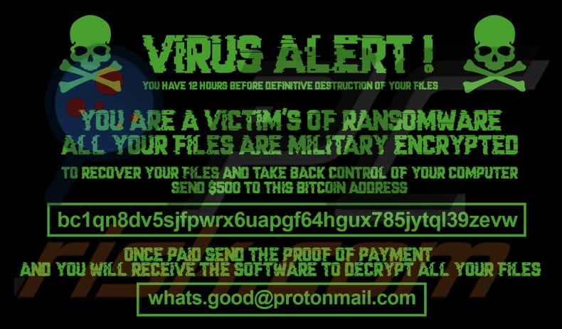 VIRUS ALERT ransomware wallpaper