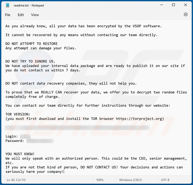VSOP ransom note - readme.txt
