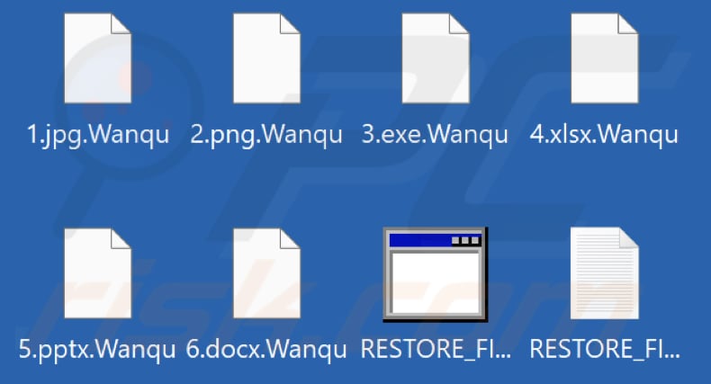 Files encrypted by Wanqu ransomware (.wanqu extension)