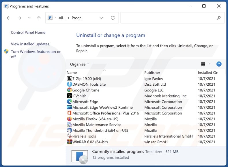 Weather Forecast Online adware uninstall via Control Panel