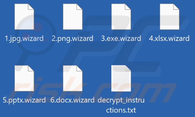 Files encrypted by Wizard ransomware (.wizard extension)