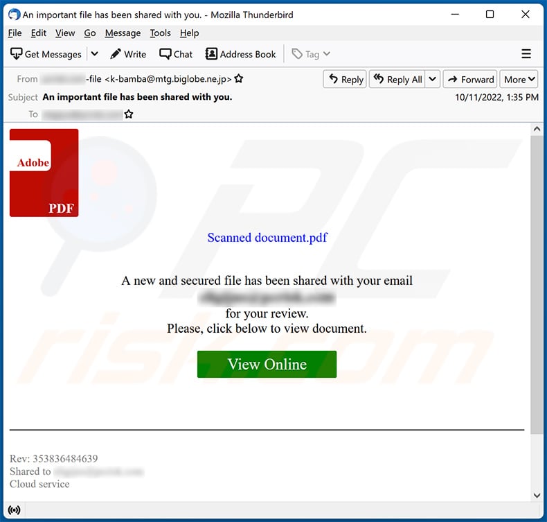 A File Was Shared With You spam email (2022-10-12)