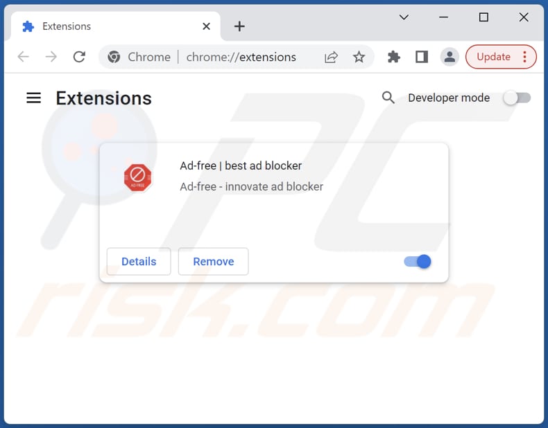 Removing Ad-free | best ad blocker adware from Google Chrome step 2
