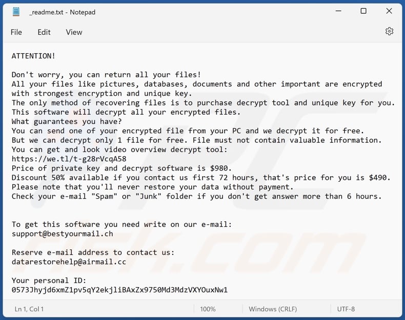 Adww ransomware text file (_readme.txt)