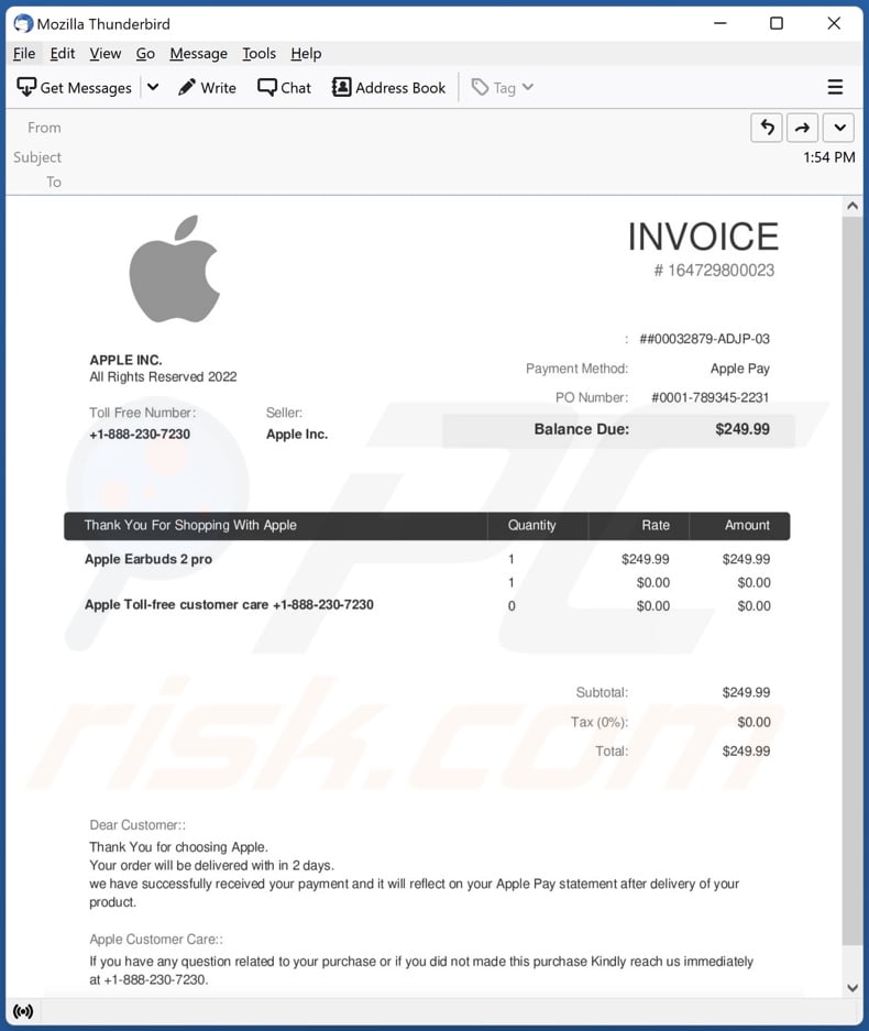 Payment For Apple Gift Card Email Scam - Removal and recovery steps