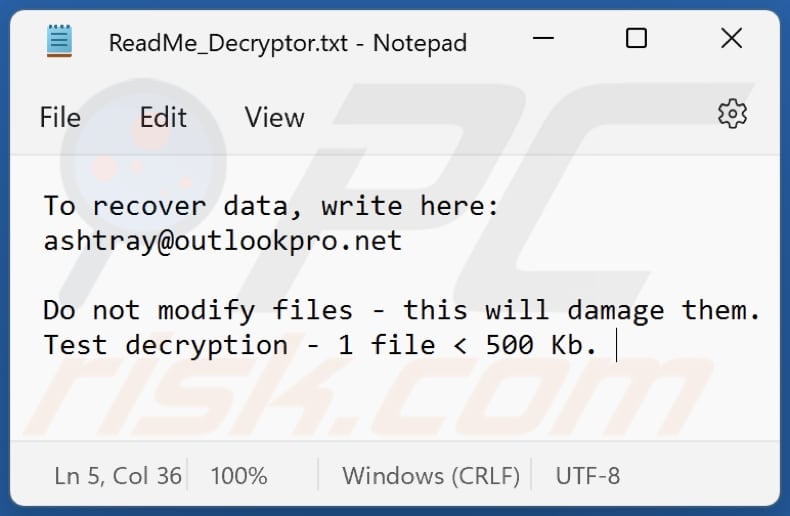 Ash ransomware txt file (ReadMe_Decryptor.txt)