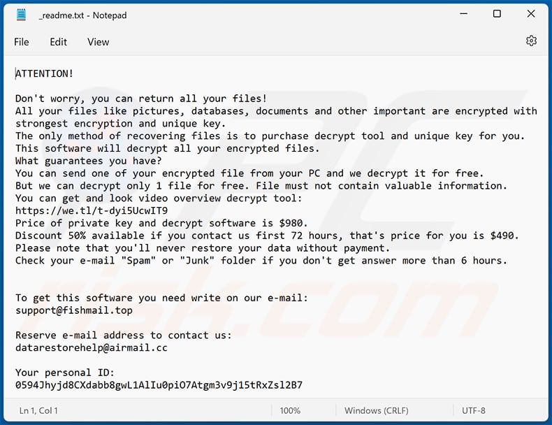 Bowd ransomware text file (_readme.txt)