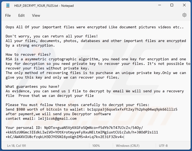CMLOCKER ransomware ransom note (HELP_DECRYPT_YOUR_FILES.txt)