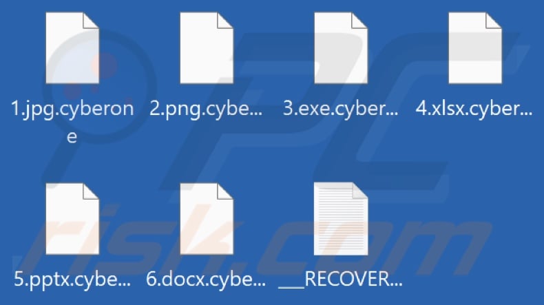 Files encrypted by Cyberone ransomware (.cyberone extension)