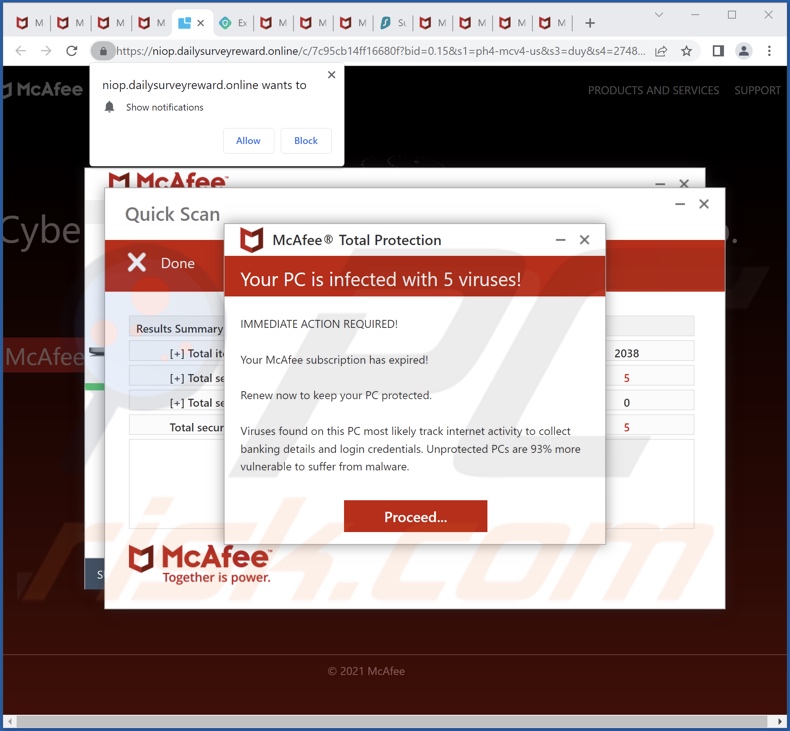 dailysurveyreward[.]online pop-up redirects
