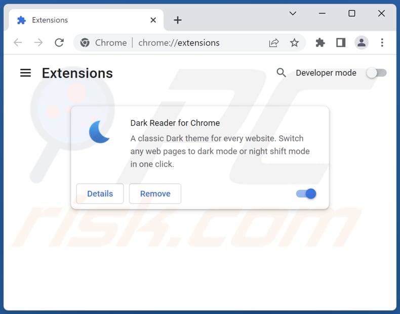 Removing Dark Reader for Chrome adware from Google Chrome step 2