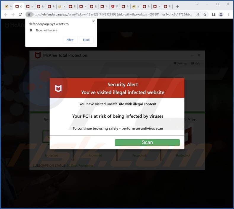 defenderpage[.]xyz pop-up redirects