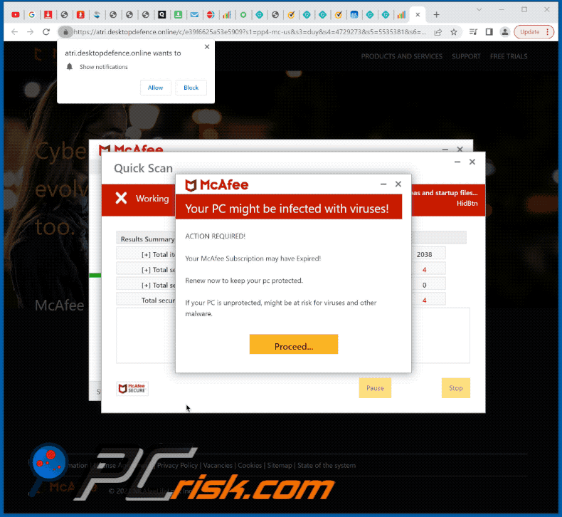 desktopdefence[.]online website appearance (GIF)