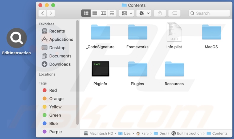 EditInstruction adware install folder