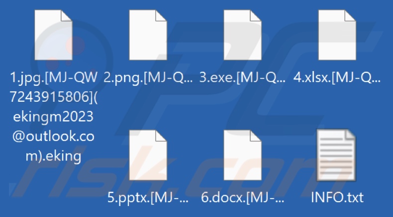 Files encrypted by Eking (VoidCrypt) ransomware (.eking extension)