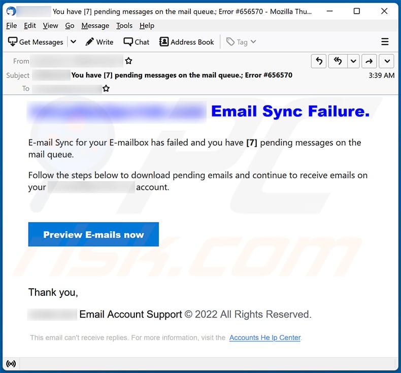 Email Sync Failure spam (2022-10-27)
