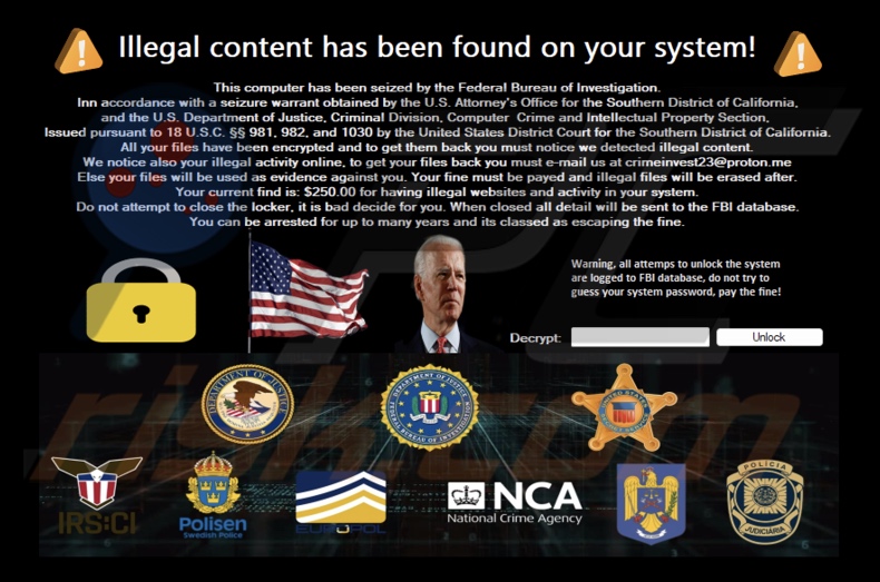 FBI ransomware ransom note (fullscreen)