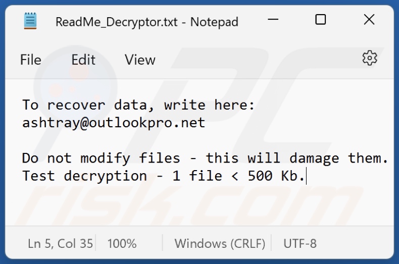 Flash ransomware text file (ReadMe_Decryptor.txt)