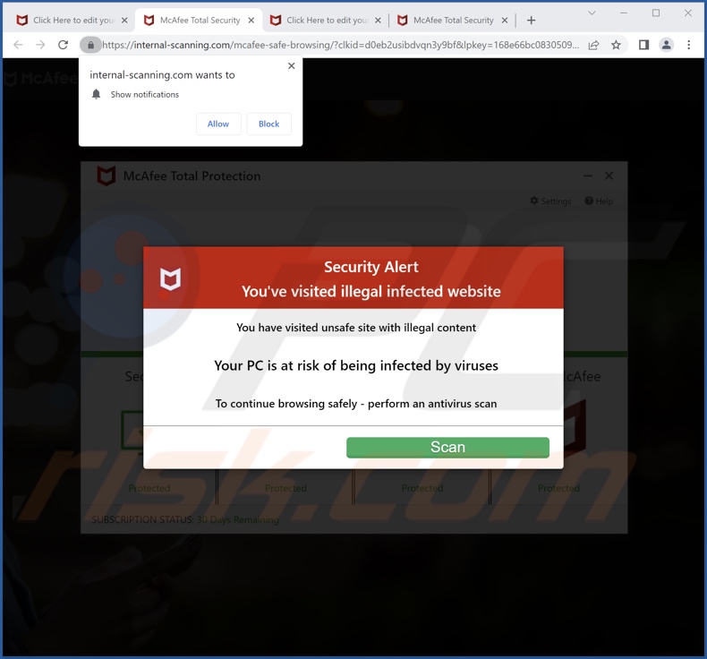 internal-scanning[.]com pop-up redirects