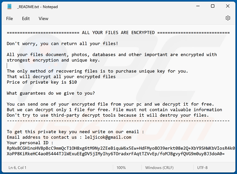 Kriptor ransomware note (_README.txt)