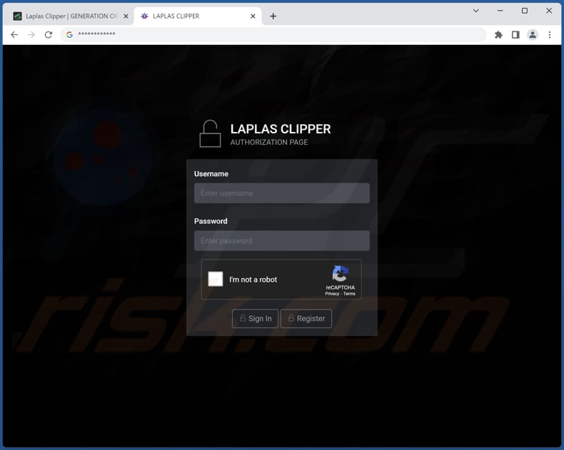 laplas clipper malware admin login page