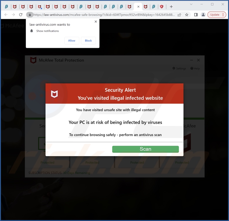 law-antivirus[.]com pop-up redirects