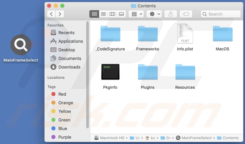 mainframeselect adware installation folder