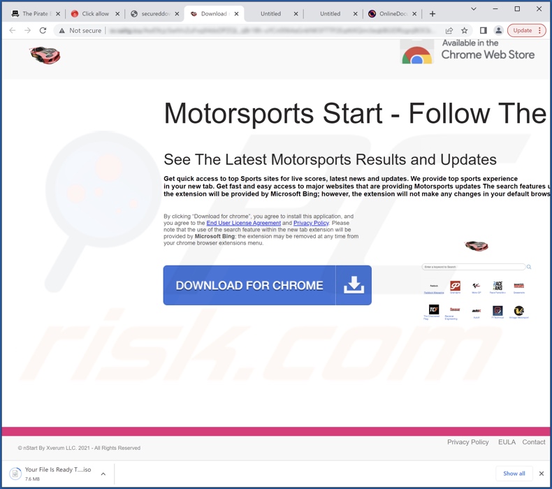 Motorsports Start browser hijacker-promoting website (sample 1)