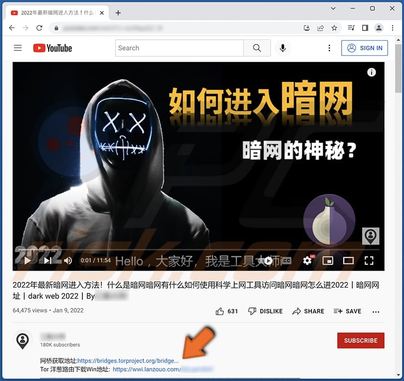 OnionPoison youtube channel used for malware distribution