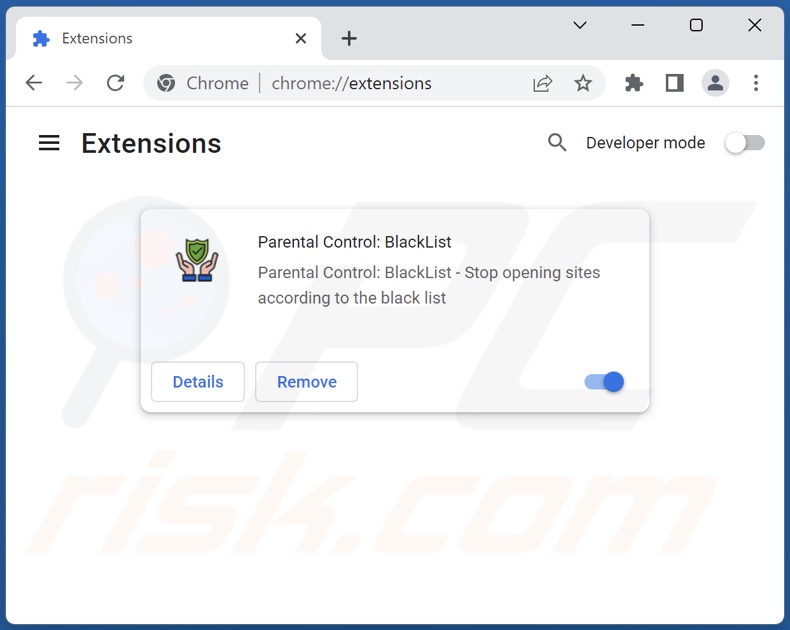 Removing Parental Control: BlackList ads from Google Chrome step 2
