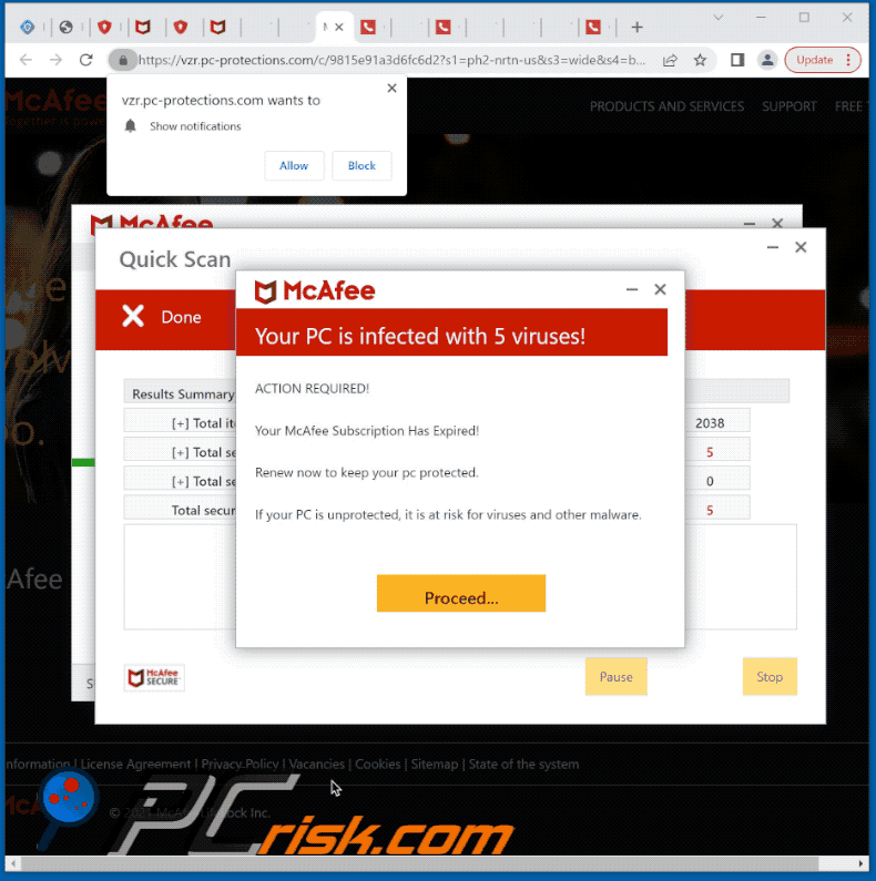 pc-protections[.]com website appearance (GIF)
