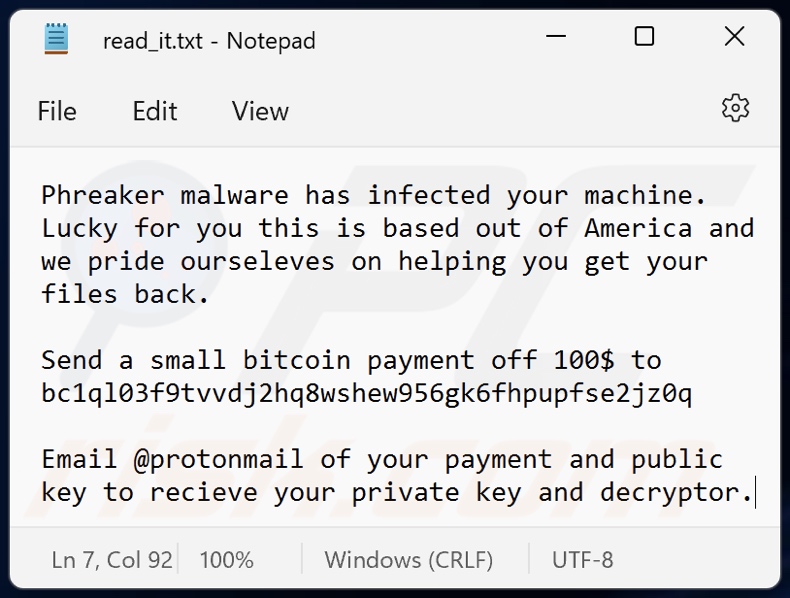 Phreaker ransomware ransom note (read_it.txt)