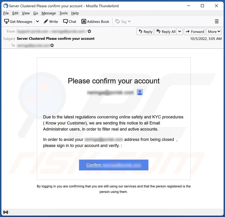 Please Confirm Your Account email spam campaign