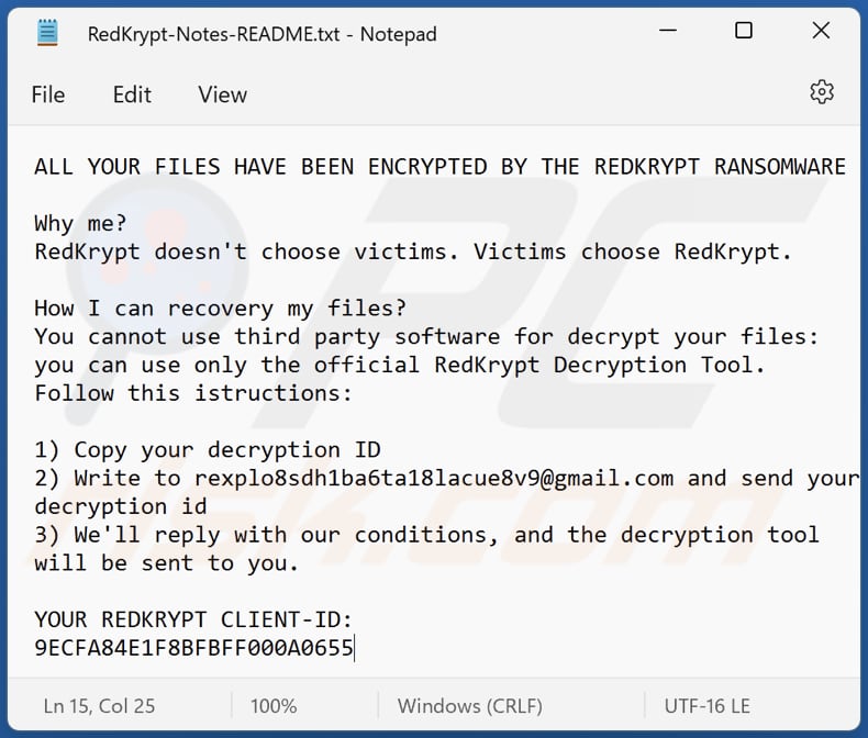 RedKrypt ransomware text file (RedKrypt-Notes-README.txt)